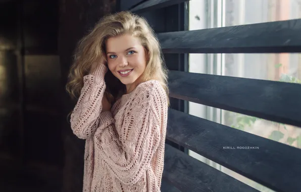 Girl, Photo, Look, Blonde, Smile, Model, Girl, Window