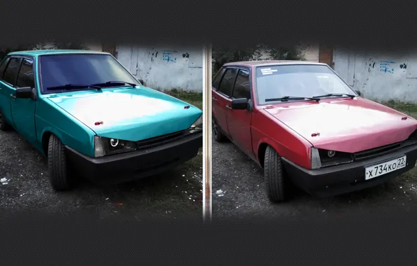 Red, Lada, Lada, VAZ, Vaz, Nine, 2199