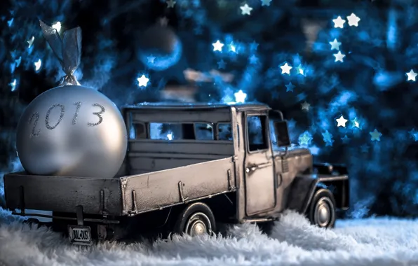 Picture winter, white, toys, ball, New Year, Christmas, figures, stars
