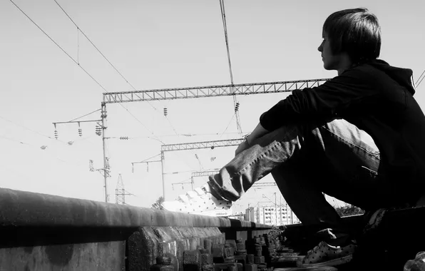 Picture road, photo, mood, black and white, guy