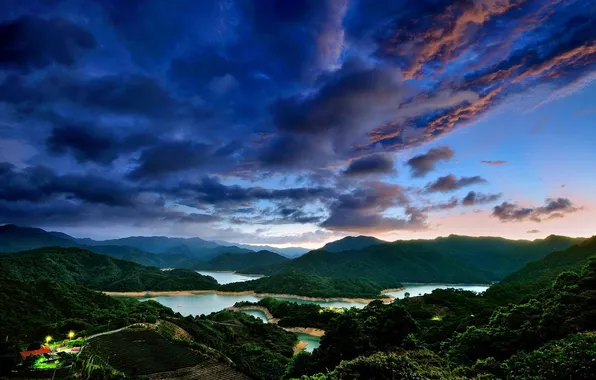Picture the sky, clouds, sunset, mountains, the evening, Taiwan, Taipei