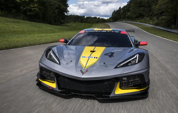 Picture machine, the sky, trees, Chevrolet, sports car, track, C8.R