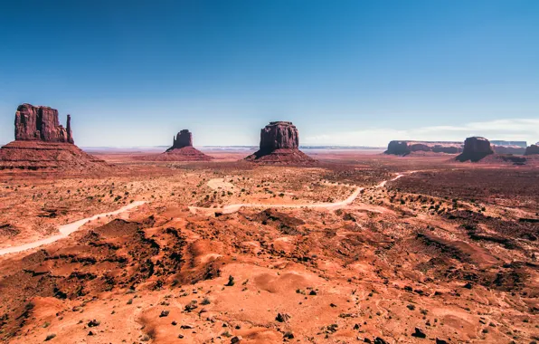 Picture sand, the sky, mountains, desert, valley, AZ, Utah, USA