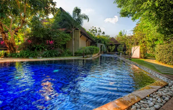 Pool, house, the hotel