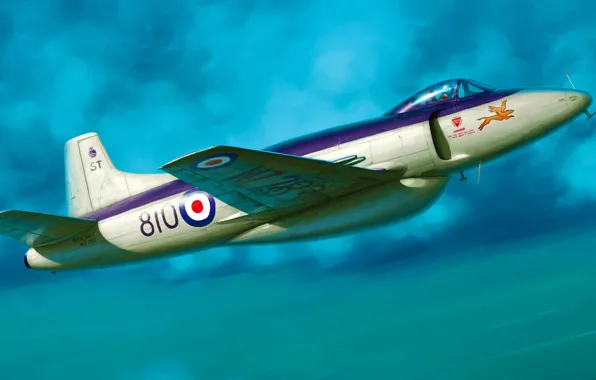 Picture art, airplane, painting, aviation, jet, Supermarine Attacker