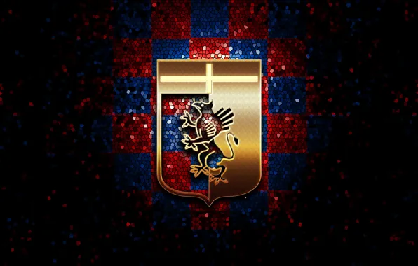 Wallpaper, sport, logo, football, glitter, checkered, Genoa