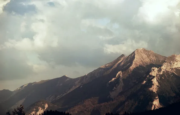 The sky, clouds, mountains