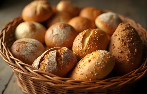 Picture basket, buns, AI art