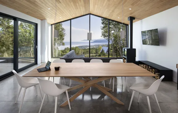 Design, style, interior, Canada, Montreal, fireplace, terrace, living room