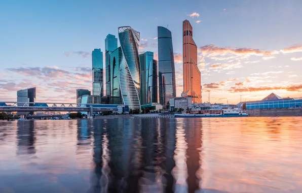 WATER, The SKY, RIVER, REFLECTION, RUSSIA, SKYSCRAPERS, MOSCOW CITY