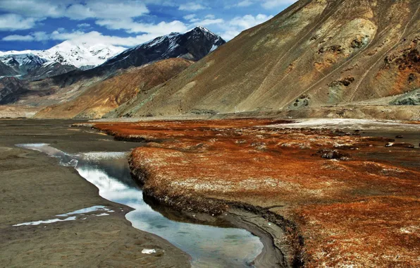The sky, clouds, mountains, river, Pamir