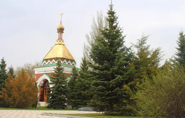 The sky, trees, the city, Russia, architecture, Samara, Stan, Chapel of St. Alexy
