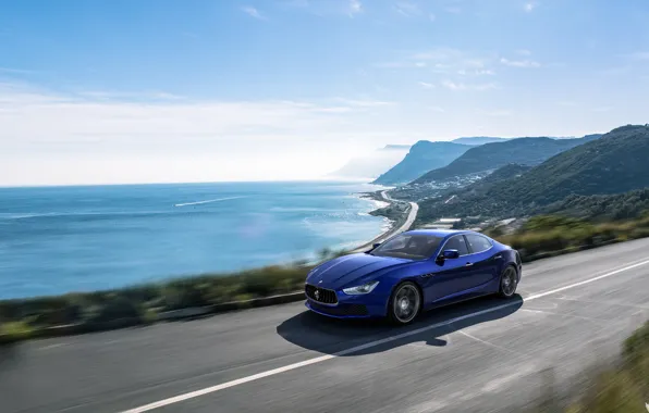 Maserati, Sea, Blue, Machine, Car, Landscape, Coast, Render