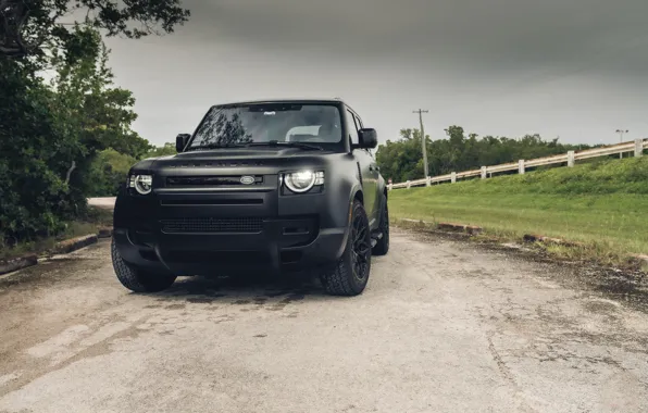 Defender, Matte black, Front view