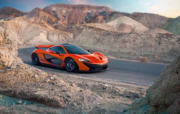 Picture McLaren, Orange, Carver, Front, Death, Sand, Supercar, Valley