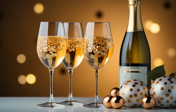 Holiday, wine, bottle, glasses, Christmas, alcohol, New year, champagne