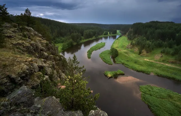 Landscape, nature, river, stones, rocks, Bank, Ural, Sergey Mezhin