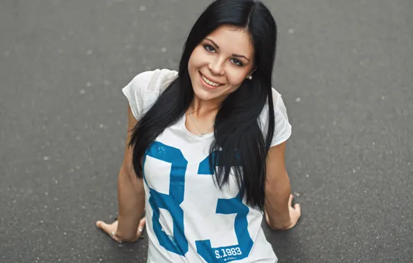 Look, asphalt, girl, smile, sweetheart