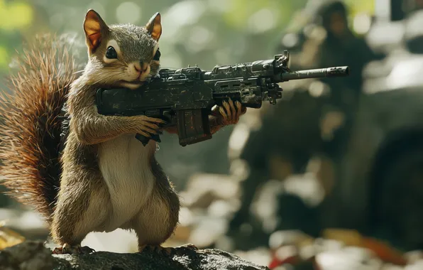 Weapons, protein, animals, machine gun, AI art, AI art