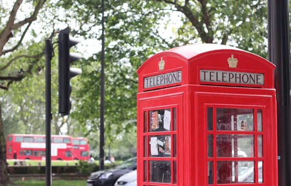 Picture the city, street, booth, red, phone