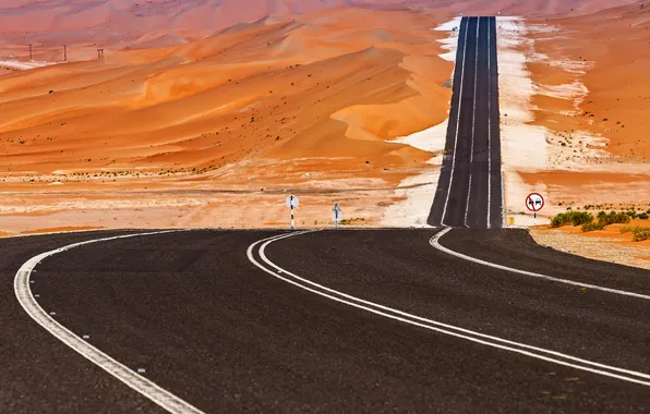 Road, desert, UAE
