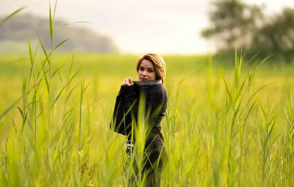 Picture greens, field, grass, girl