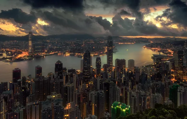 Night, the city, Hong Kong