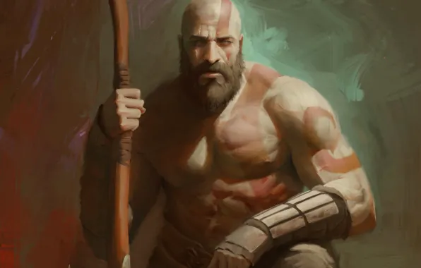 Picture axe, demigod, armor, Kratos, God of War, man, hero, God