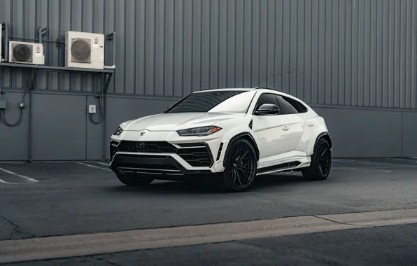 Picture Lamborghini, Wall, White, SUV, Urus, VAG, Sight