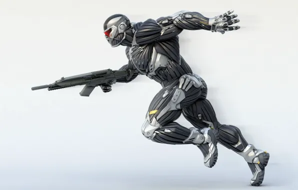 Picture weapons, running, Crysis, nanosuit