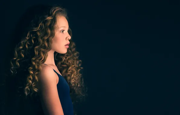 Girl, profile, curls, Meg Bitton