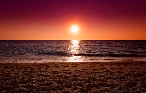 Sea, sunset, shore