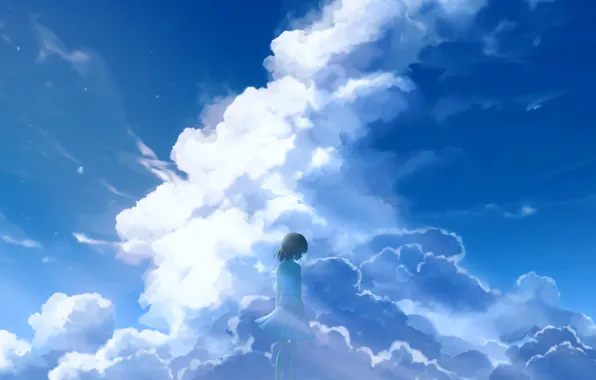 The sky, girl, clouds, fantasy