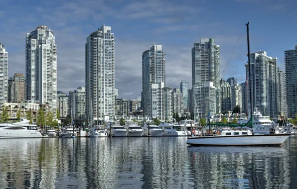 Picture building, yachts, port, Canada, Vancouver, Canada, British Columbia, boats