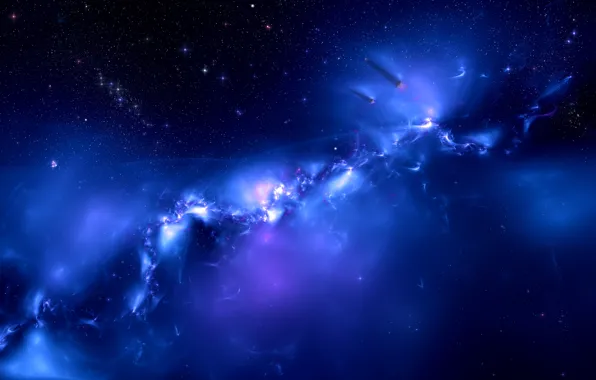Picture colors, blue, Sci FI, distant planets, Galaxy blue