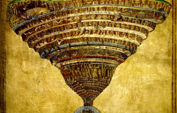 Picture, mythology, Sandro Botticelli, The Abyss Of Hell