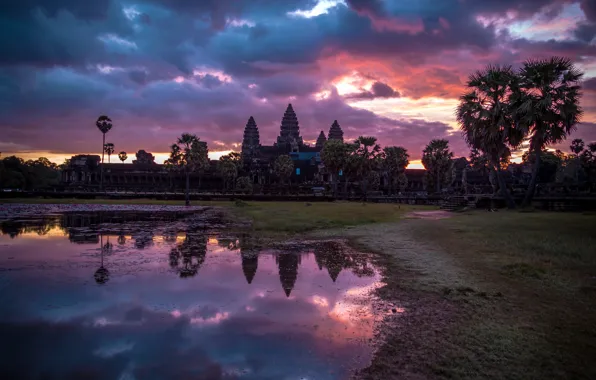 Picture landscape, sunrise, Cambodia, Angkor Wat