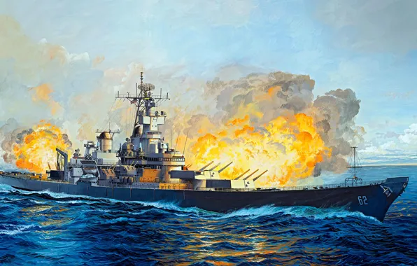 Figure, art, USS, New Jersey, US NAVY, American type battleship "Iowa", BB-62