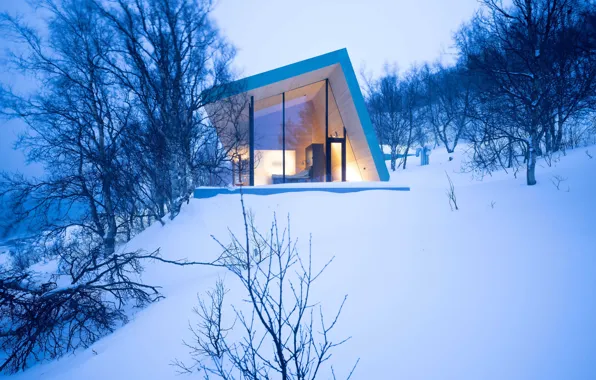 Picture Winter, Trees, Snow, Norway, The hotel, Norway, Lyngen Alps, The Lyngen Alps