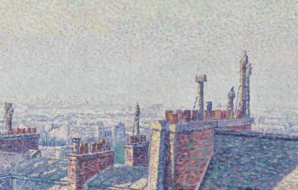 Picture, the urban landscape, Gustave Cariot, pointillism, Gustave Cairo, The Rooftops Of Paris