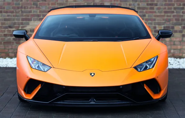 Lamborghini, front view, orange, UK-spec, Performante, Huracan, 2017