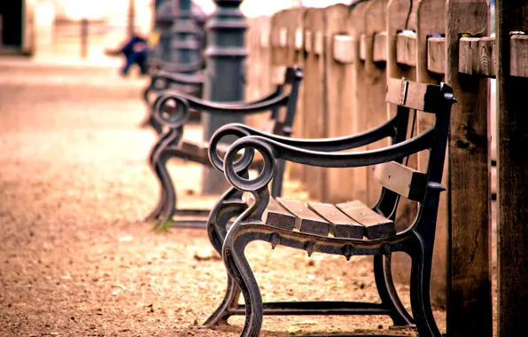 Macro, bench, background, widescreen, Wallpaper, mood, the fence, blur