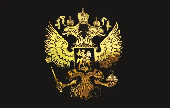 Picture Black, Eagle, Background, Coat of arms, Russia