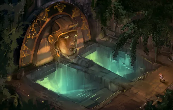 Picture people, glow, head, art, running, stage, temple, statue