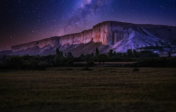 Picture mountain, stars, nature, AK-Kaya, rock, White rock, night, Paul Sahaidak