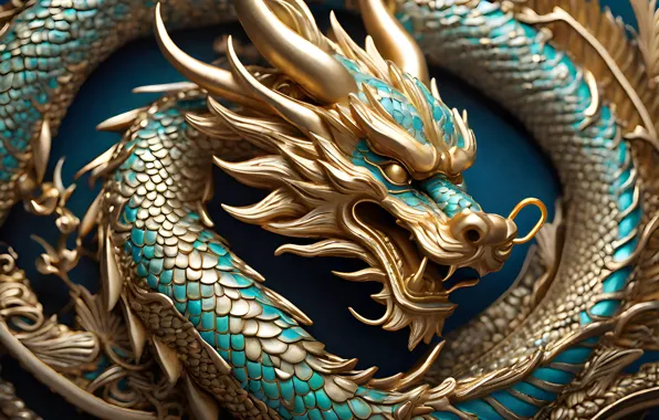 Dragon, colorful, New year, golden, gold, symbol, Chinese, symbol of the year