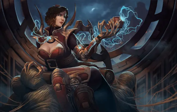 Girl, spider, League of Legends, black widow, Elise