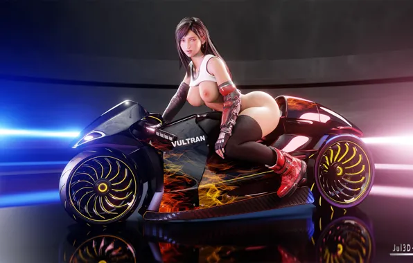 Ass, Final Fantasy, nipples, boobs, black stockings, stockings, motorcycle, women