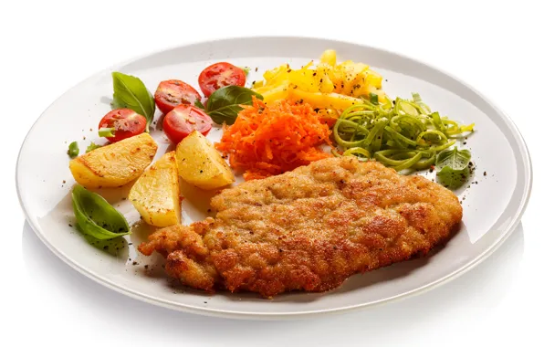 Picture meat, vegetables, tomatoes, potatoes