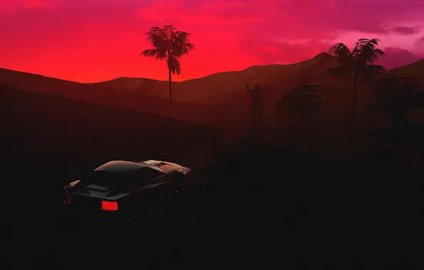 Sunset, Auto, Music, People, Machine, Style, Silhouette, Ferrari